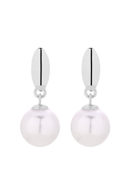 Srebrne kolczyki z białymi perłami SWAROVSKI® CRYSTAL