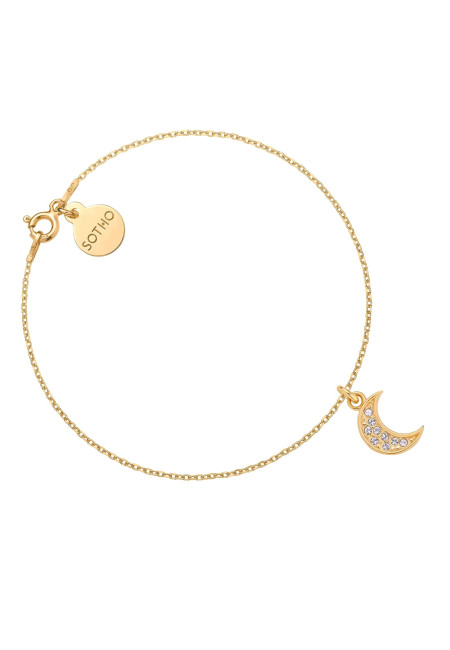 Złota bransoletka z księżycem wysadzanym SWAROVSKI® CRYSTAL