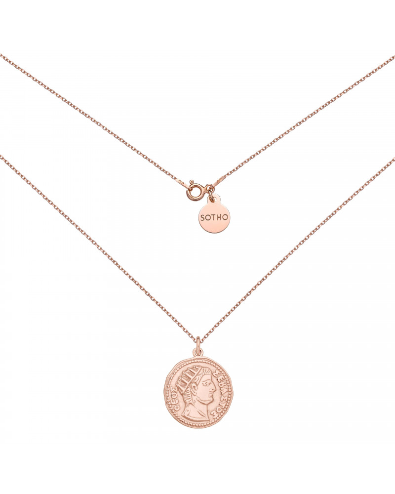 Medalion z różowego złota z dużą monetą
