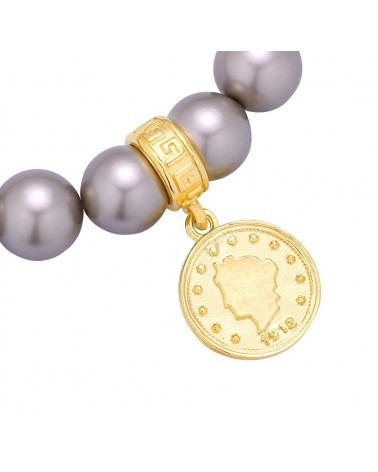 Wrzosowa bransoletka perły SWAROVSKI® CRYSTAL ze złotą monetą
