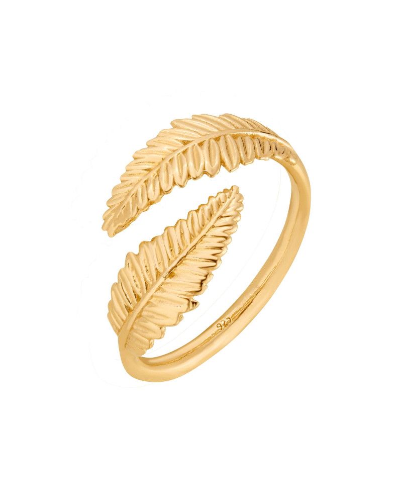 Złoty pierścionek z liśćmi laurowymi
