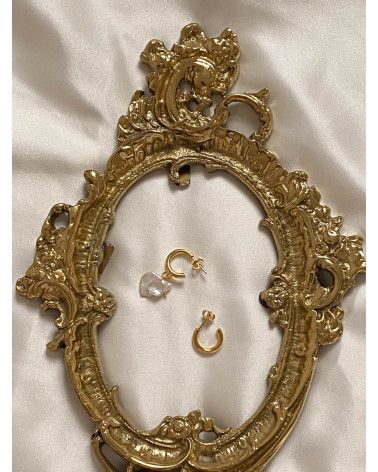 Asymetryczne półkola S z rózowego złota z naturalną perłą