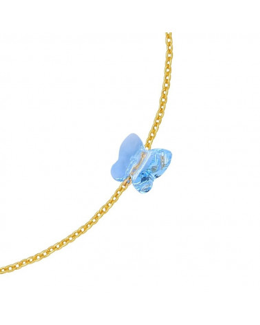 Złota bransoletka zdobiona niebieskim motylkiem SWAROVSKI® CRYSTAL