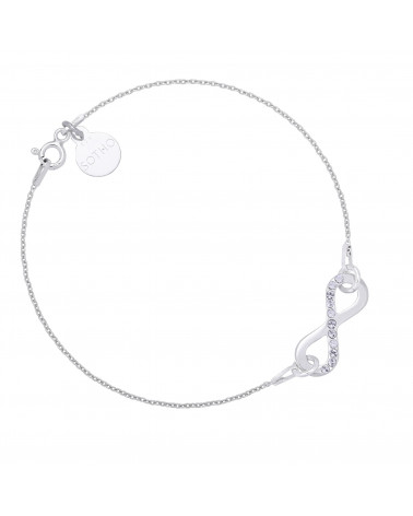 Srebrna bransoletka z nieskończonością z kryształkami SWAROVSKI® CRYSTAL