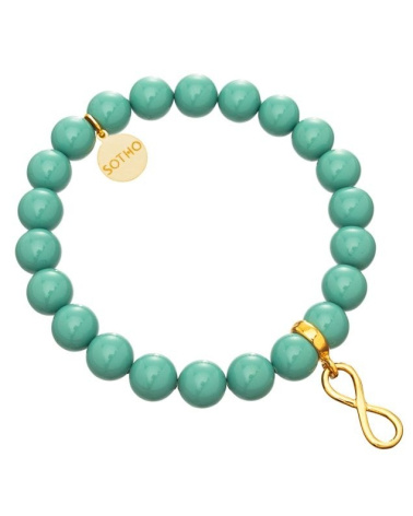 Miętowa bransoletka nieskończoność symbol infinity złoto perły Jade SWAROVSKI® ELEMENTS