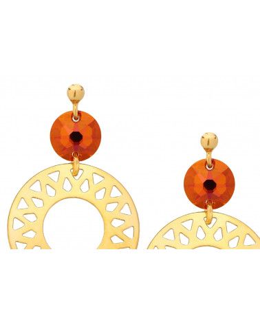 Kolczyki z dużymi arabskimi rozetami i pomarańczowo-różowymi kryształami SWAROVSKI® CRYSTAL