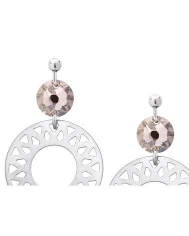 Srebrne kolczyki z arabskimi rozetami i cielistym kryształami SWAROVSKI® CRYSTAL