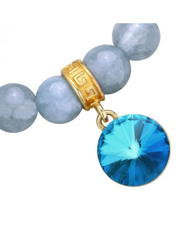Brudnoniebieska bransoletka z anhydrytu zdobiona kryształem SWAROVSKI® CRYSTAL