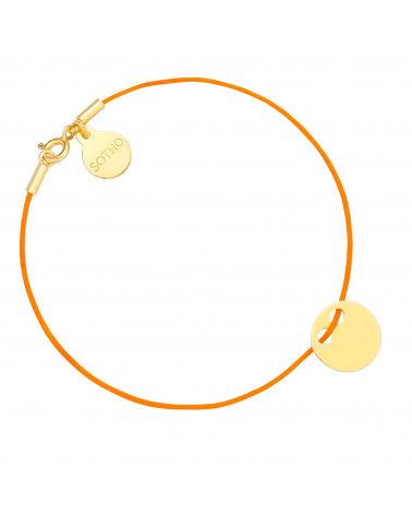 Pomarańczowa sznurkowa bransoletka ze złotą karmą