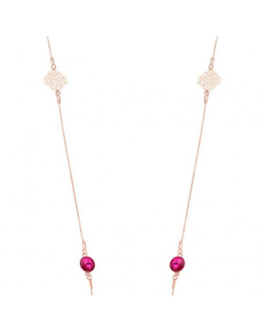 Długi naszyjnik z arabskimi rozetami i ciemno różowymi kryształami SWAROVSKI® CRYSTAL
