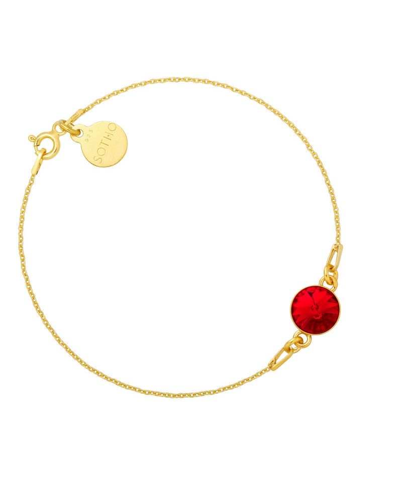 Złota bransoletka z czerwonym kryształem SWAROVSKI® CRYSTAL