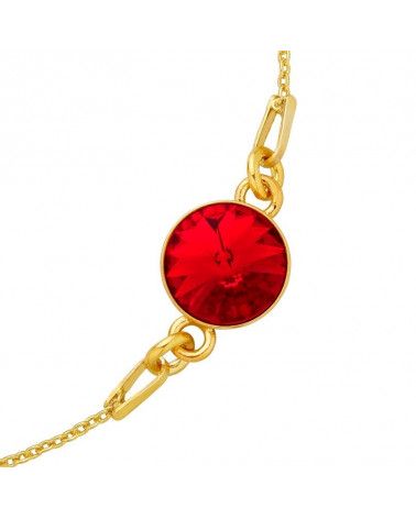 Złota bransoletka z czerwonym kryształem SWAROVSKI® CRYSTAL
