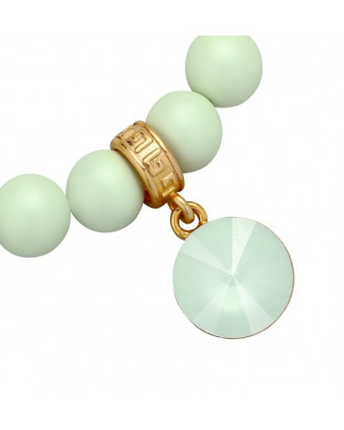 Jasnozielona pastelowa bransoletka perły SWAROVSKI® CRYSTAL z kryształem