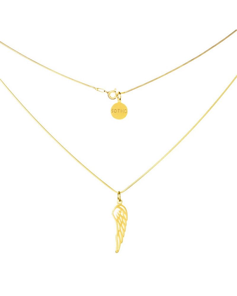 Złoty modowy naszyjnik symbol skrzydło łańcuszek żmijka