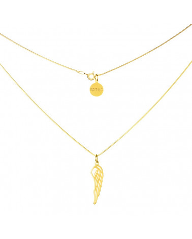 Złoty modowy naszyjnik symbol skrzydło łańcuszek żmijka