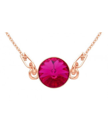 Naszyjnik z różowego złota z ciemno różowym kryształem SWAROVSKI® CRYSTAL