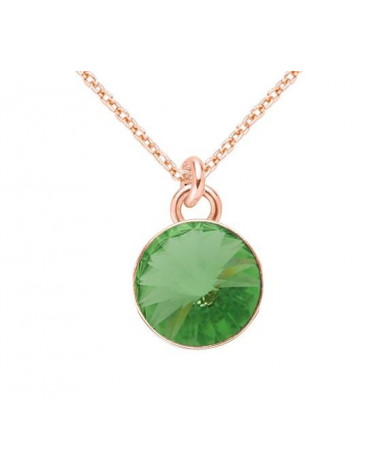 Naszyjnik z różowego złota z zielonym kryształem SWAROVSKI® CRYSTAL