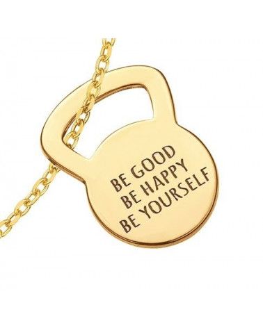 Złota bransoletka kettlebell BE GOOD BE HAPPY BE YOURSELF