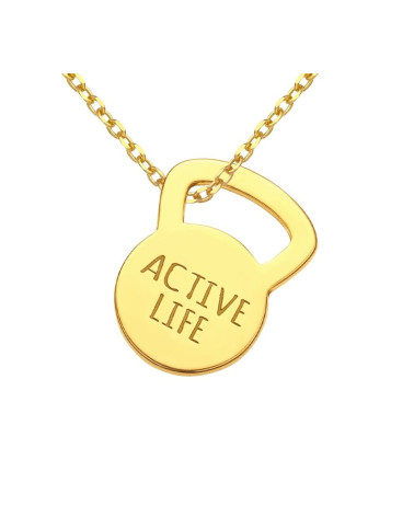 Złoty naszyjnik kettlebell ACTIVE LIFE