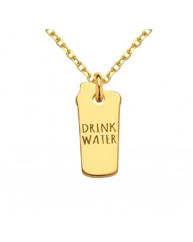 Złoty naszyjnik shaker DRINK WATER