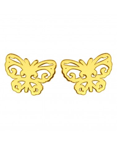 Złote kolczyki ażurowe motylki