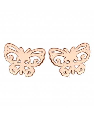Kolczyki z ażurowymi motylkami w różowym złocie