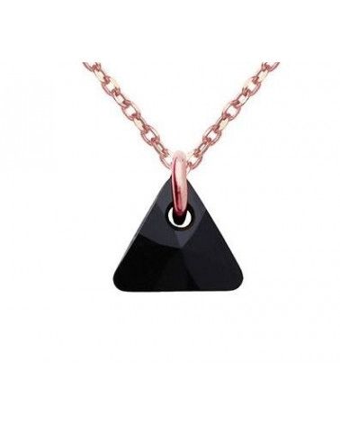 Naszyjnik z różowego złota z czarnym kryształowym trójkącikiem SWAROVSKI® CRYSTAL