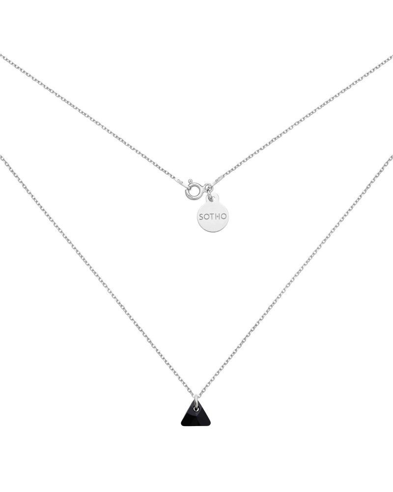 Srebrny naszyjnik z czarnym kryształowym trójkącikiem SWAROVSKI® CRYSTAL