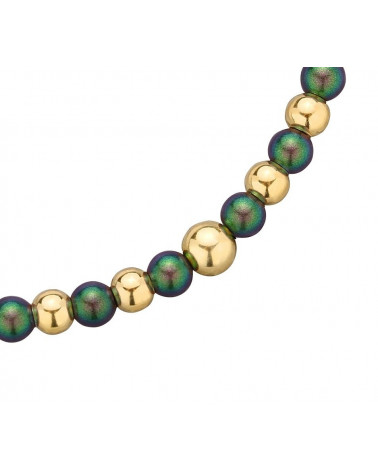 Zielona bransoletka z pereł SWAROVSKI® CRYSTAL ze złotą rozetką