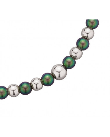 Zielona bransoletka z pereł SWAROVSKI® CRYSTAL ze srebrną rozetką