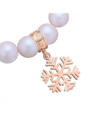 Perłowa bransoletka z pereł SWAROVSKI® CRYSTAL ze śnieżynką z różowego złota
