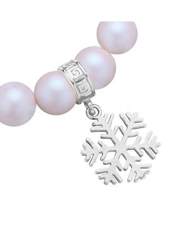 Perłowa bransoletka z opalizujących pereł SWAROVSKI® CRYSTAL ze srebrną śnieżynką
