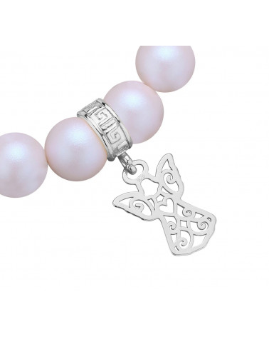 Perłowa bransoletka z pereł SWAROVSKI® CRYSTAL ze srebrnym ażurowym aniołkiem