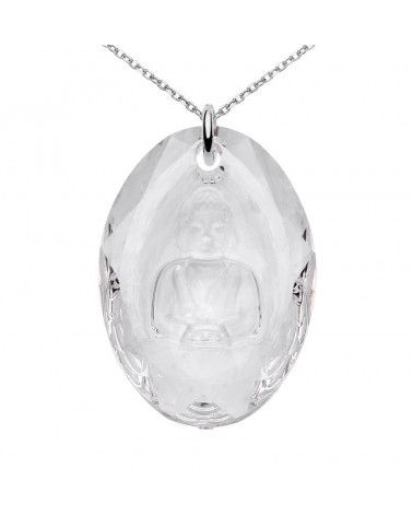 Długi srebrny naszyjnik z kryształowym Buddą SWAROVSKI® CRYSTAL