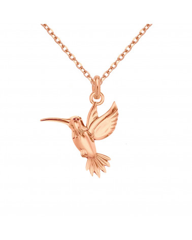 Naszyjnik z różowego złota z kolibrem