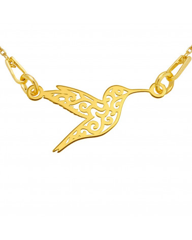 Złoty naszyjnik z ażurowym kolibrem