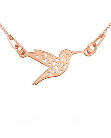 Naszyjnik z różowego złota z ażurowym kolibrem