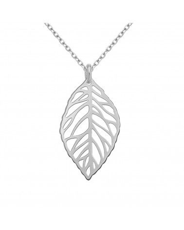 Srebrny naszyjnik z ażurowym liściem