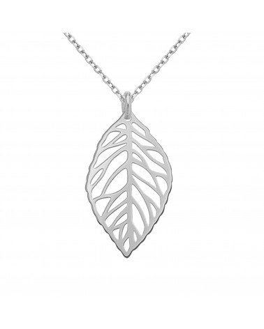 Srebrny naszyjnik z ażurowym liściem