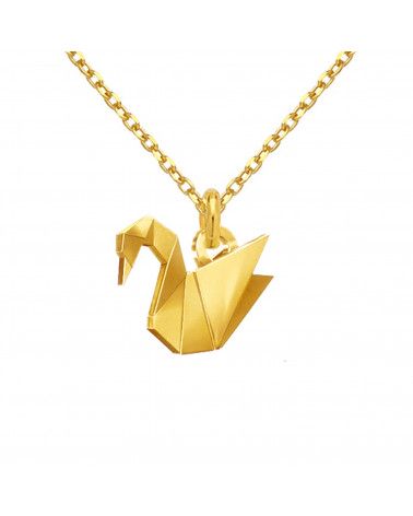 Złoty naszyjnik z łabędziem origami
