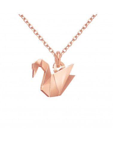 Naszyjnik z różowego złota z łabędziem origami