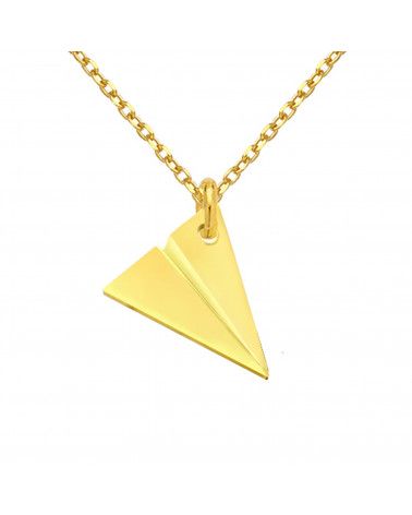 Złoty naszyjnik z samolocikiem origami