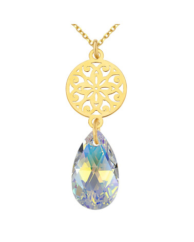 Złoty naszyjnik z rozetką i kryształem SWAROVSKI® CRYSTAL