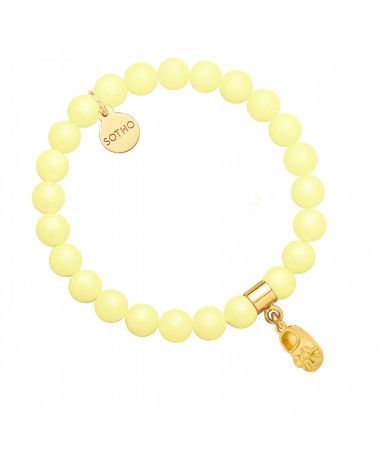Żółta bransoletka z pereł SWAROVSKI® CRYSTAL ze złotym dziewczęcym bucikiem 