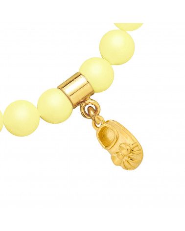 Żółta bransoletka z pereł SWAROVSKI® CRYSTAL ze złotym dziewczęcym bucikiem 