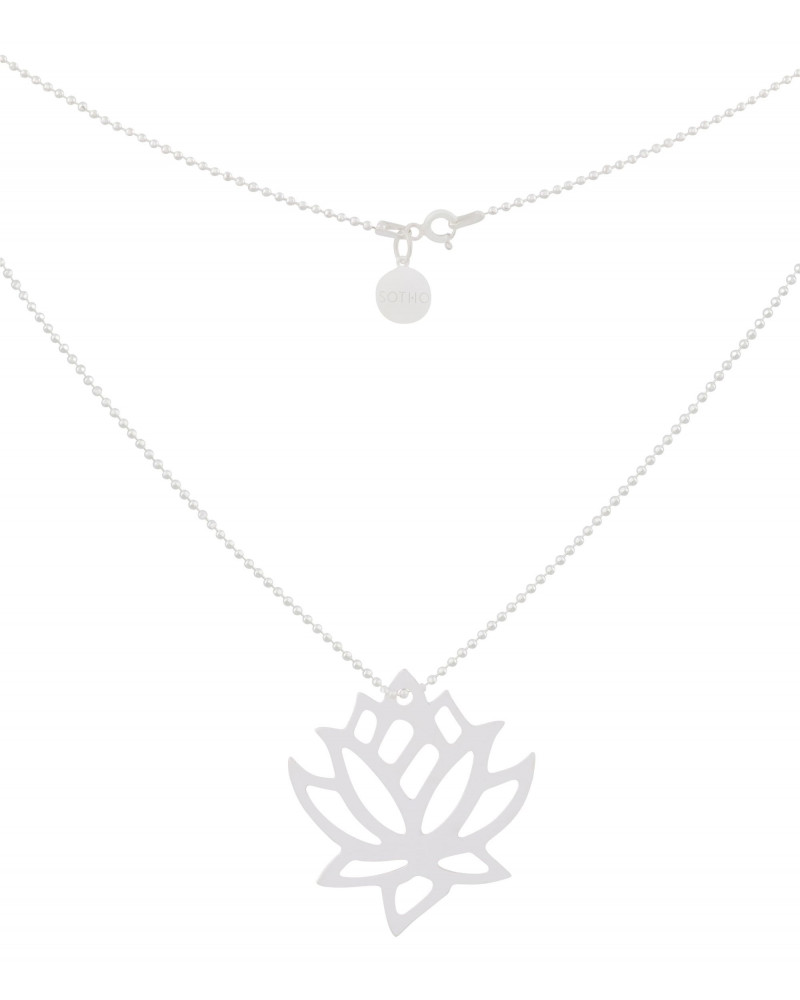Srebrny naszyjnik z dużym kwiatem lotosu