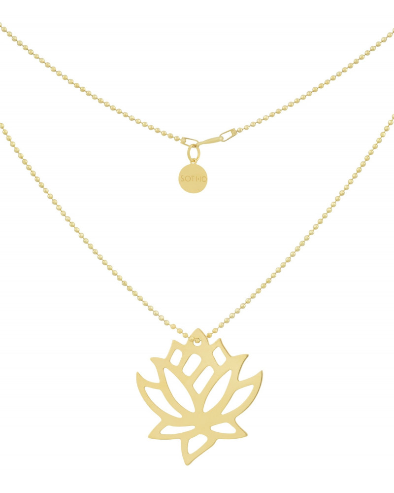 Złoty naszyjnik duży kwiatem lotosu