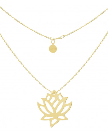 Złoty naszyjnik duży kwiatem lotosu