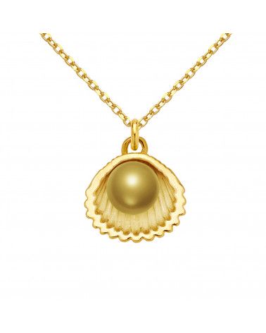 Złoty naszyjnik z muszelka i perłą SWAROVSKI® CRYSTAL w kolorze Antique Brass