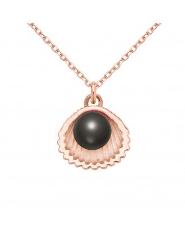 Naszyjnik z różowego złota z muszelką i perłą SWAROVSKI® CRYSTAL w kolorze Black